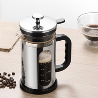 Cafetière à piston en verre borosilicate haute résistance, mécanisme de pression et d'infusion hermétique, 1000 ml, pot de service domestique en acier