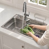 Évier de cuisine multifonction Thsink FSB8048, grand bac unique, en acier inoxydable 304, design moderne, à un trou, finition satinée, garantie 3 ans