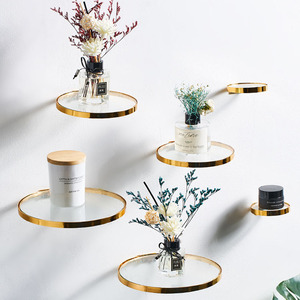 <span class=keywords><strong>Étagère</strong></span> <span class=keywords><strong>Murale</strong></span> Ronde Dorée <span class=keywords><strong>pour</strong></span> Plantes, Présentoir Moderne <span class=keywords><strong>en</strong></span> <span class=keywords><strong>Verre</strong></span>, Accessoires de Décoration Maison - Product Image 1