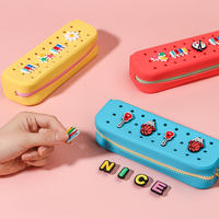 Nouvelle collection : Trousse à crayons Kawaii en silicone souple avec fermeture éclair, polyvalente, pour écoliers, vente en gros