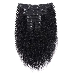 Indian Afro Kinky Curly Weave Remy Hair Clip In Human Hair Extensions Natural Color Full Head 8Pcs/Set