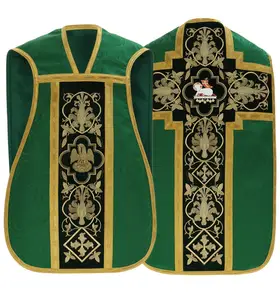 2023 Casulla romana verde Fiddleback Vestment bordado casulla Romana