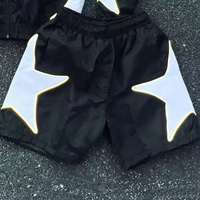 Conjunto Corto de Chaqueta Cortavientos con Capucha y Parches de Estrellas Personalizados, OEM, Color y Logotipo Personalizados, Chándal Deportivo Informal para Hombre, Venta al por Mayor, Atuendo Personalizado