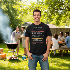 Things We Did - Camiseta con letras de canción clásica y lista de verificación humorística, color negro, talla mediana para hombre - Product Image 3