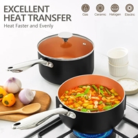 Expérience de cuisine sans effort Poêle à frire 3-4L confortable à revêtement en céramique Couvercle en verre transparent Compatible avec l'induction de gaz