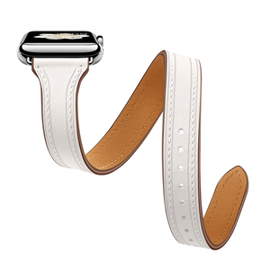 Donne uomo compatibile con <span class=keywords><strong>Apple</strong></span> <span class=keywords><strong>Watch</strong></span> Band 44mm 42mm 38mm in <span class=keywords><strong>pelle</strong></span> doppio avvolgente sottile sostituzione in <span class=keywords><strong>pelle</strong></span> per cinturino IWatch, bianco - Product Image 5