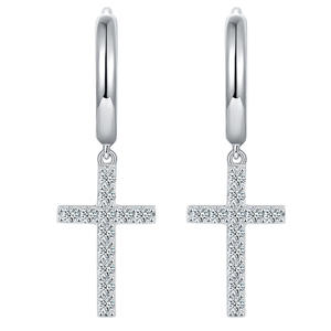 Pendientes de Plata de Ley con Moissanita Redonda para Mujer, Joyería Blanca Elegante con Engaste de Garra y Forma de Bola - Product Image 1