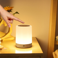 Veilleuse LED tactile intelligente, grain de bois coloré, rechargeable, minuterie, lampe de chevet, lampe de table pour extérieur, intérieur, camping