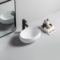 Articles sanitaires d'hôtel de luxe, lavabo de forme ovale, évier de salle de bain en céramique