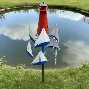 Venta al por mayor de fábrica: Moderna escultura de metal para exteriores, molino de viento, adorno giratorio para jardín, patio o terraza. - Product Image 3
