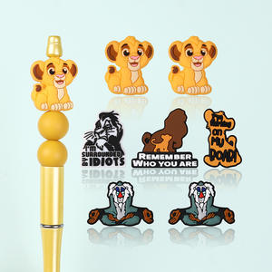 New Model CE Certified Cartoon Lion Silicone Irregular Shape Straight-hole String <b>Pen</b> Beads for Children's DIY <b>Animal</b> Beads - Product Image 1