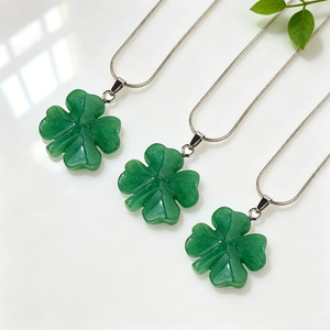 Collana con Ciondolo Quadrifoglio in <span class=keywords><strong>Avventurina</strong></span> <span class=keywords><strong>Verde</strong></span> Naturale, Amuleto Portafortuna, Gioiello con Cristallo Curativo per Donne, Regalo - Product Image 3