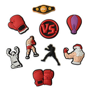 Breloques de chaussures de boxe en PVC, populaires et tendance, pour l'entraînement et le sport, avec motifs de combattants et d'académies de boxe - Product Image 5