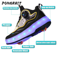 PONERAIT unisexe LED chaussures à roulettes 2 roues baskets rétractables roues décontractées Parkour patins à roulettes pour hommes chaussures de sport pour enfants