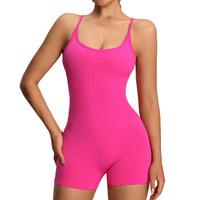 Combinaison de yoga sans manches en spandex/nylon sans coutures pour femme, avec effet amincissant et anti-transpiration, idéale pour le fitness estival