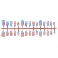 Lot de 30 faux ongles 3D à presser, motifs sirène, fabriqués à la machine, dégradé macaron pour doigts, vente en gros