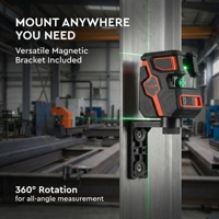 Niveau laser 3D professionnel industriel et DIY, 16 lignes croisées auto-nivelantes, pointeur laser vertical et horizontal, portée 50m, kit d'outils OEM vert