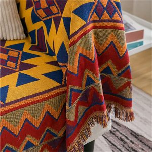 Polyester Cotton Mới Hình Học Sofa Bìa Couch Cổ Điển Lớn Dệt Chăn Siêu Mềm Có Thể Đảo Ngược Thảm Ném Chăn - Product Image 4