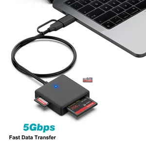 Lecteur de carte mémoire personnalisé, adaptateur de lecteur de carte SD USB-C USB 4 en 1 vers SD Micro-SD MS CF compatible avec iPhone 15 Pro/Max,