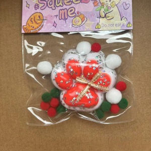 Taba <b>Squishy</b> Santa <b>Cat</b> Paw Toy New Trending Kawaii Mochi Toys Pinch Squeeze Ball for Kids Christmas Gifts for Boys and Girls - Product Image 3
