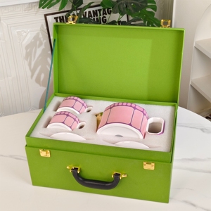 Classic Light Luxury Pink <b>Bone</b> <b>China</b> <b>Tea</b> <b>Set</b> with Eco-Friendly Cups Saucer Stocked Gift Box for Hotels and Wedding Gifts - Product Image 2