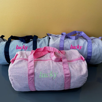 Sac de voyage pour enfants en seersucker 7 couleurs, lot de 25 sacs de sport portables à rayures, sac à main, entrepôt GA, sac de voyage courte distance pour enfants