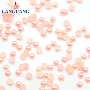 Factory Supply Excellent Red Flat Back ABS Plastic Pearl Beads For Nail Art Accessories