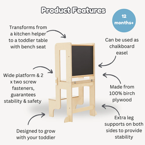 Silla de Escritorio Transformable <span class=keywords><strong>para</strong></span> Niños, Escalera, Reposapiés, Torre de Aprendizaje con Pizarra - Product Image 4
