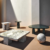 New Verde Alpi Marbre Table Basse Salon Canapé Centre Table Triangle Vert Marbre Table Basse