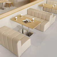 Meubles de restaurant modernes, banquette longue en cuir, ensemble table et chaises pour café, salon de thé, prix avantageux