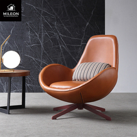 Fauteuil simple nordique, design simple, pour salon, hôtel, salle de conférence, modèle de chambre, en métal, cuir et tissu, pivotant, sphérique