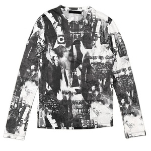 Maglietta <span class=keywords><strong>Slim</strong></span> Fit da uomo morbida setosa a maniche lunghe in maglia pesante con stampa grafica completa su misura OEM - Product Image 5