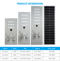 Lampadaire solaire LED intégré tout-en-un de haute qualité, étanche IP66, en aluminium, SMD 7070, 40w-155w, pour extérieur