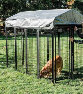 <span class=keywords><strong>Kit</strong></span> de clôture/maison pour chien en fil soudé enduit de PVC noir de 4 "x 4" chenil pour chien - Product Image 4