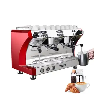 Máquina de café espresso ajustável, venda quente de 220v, 9 bar, 2 grupos comercial, italiana, máquina de café, caldeira dupla, para venda