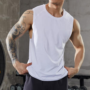T-shirt 2025 estiva da <span class=keywords><strong>uomo</strong></span> nuovo stile Casual ad asciugatura rapida in seta di ghiaccio a maglia senza maniche per la corsa Fitness - Product Image 4