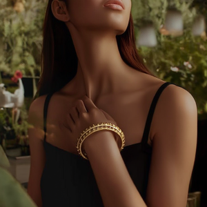 กำไลข้อมือสแตนเลสชุบทองประดับเพชร เครื่องประดับแฟชั่น - Product Image 3