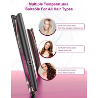 Outil de coiffage ionique 2 en 1 Fer à lisser électrique et fer à friser avec écran LCD Plaque en céramique et PTC pour usage hôtelier