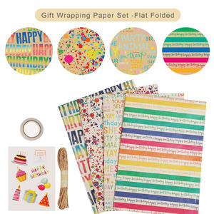 Buon compleanno Kraft regalo di carta da imballaggio simpatico disegno a cartoni animati riciclato per presentare la copertina del <span class=keywords><strong>libro</strong></span> artigianato fatto da te forniture per feste - Product Image 3