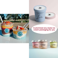 Contenant en papier pour crème glacée, gobelet en papier pour crème glacée, bol à salade avec revêtement PLA et couvercles en papier