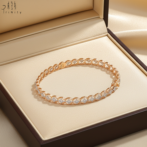 Brazalete de Diamantes Naturales Reales de Alta Calidad, Joyería Fina, Estilo Vintage Elegante, Hecho a Mano, Oro Blanco y Rosa de 18K Sólido para Mujer - Product Image 6