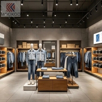 Aménagement intérieur de magasin de vêtements en denim pour hommes, étagères de présentation pour magasins de vêtements
