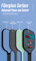 Ensemble de raquettes de pickleball légères pour enfants, face en fibre de verre, poignée souple en EVA, design de dessin animé imprimé UV, noyau en nid d'abeille, forme standard
