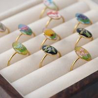 Bague en résine avec fleurs séchées naturelles, faite à la main, pour femme, en acier inoxydable, fleur éternelle, bague de doigt, étanche, bijoux inspirés de la nature