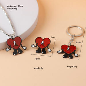 Collana all'ingrosso cattivo coniglio personalizzato collana cuore rosso Kpop portachiavi collana spilla per i fan dell'esercito - Product Image 5