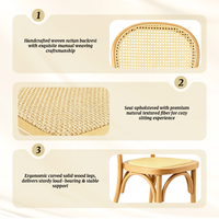 Chaise de banquet d'hôtel de qualité commerciale, structure en bois massif, dossier en rotin, durable, pour événements et repas