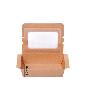 Caja de Papel Kraft Desechable <span class=keywords><strong>para</strong></span> Alimentos con Ventana Transparente y Laminado Mate Resistente <span class=keywords><strong>al</strong></span> Aceite, Logotipo Personalizado <span class=keywords><strong>para</strong></span> Ensaladas/Sushi/Pollo Frito - Product Image 1