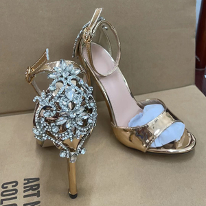 Sandales élégantes pour femmes 2025, toutes occasions, grande taille, à talon haut, avec bride en strass, bout fermé, style français, plateforme antidérapante - Product Image 6