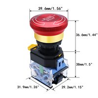 (Interrupteur d'urgence de 22mm) interrupteur à bouton poussoir d'arrêt d'urgence en métal en acier inoxydable avec prise de connexion 12-220V