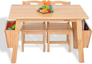 Ensemble table et 2 chaises en bois massif pour enfants, pour salle de jeux pour enfants - Product Image 3